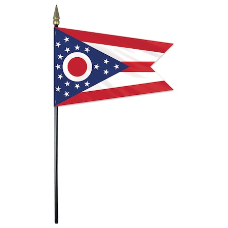Global Flags Unlimited Ohio Stick Flag 4"x6" E Gloss 200530